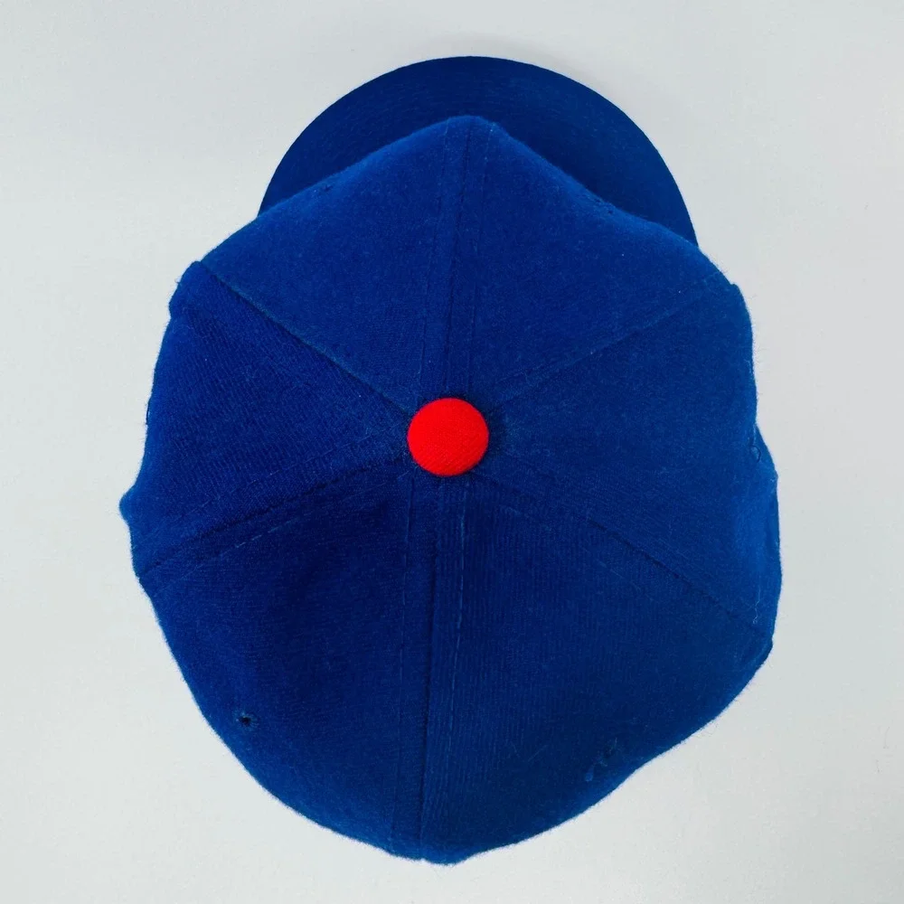 VTG Chicago Cubs Baseball Hat 7 1/4 Blue Red C Logo Sports Specialties 100% Wool